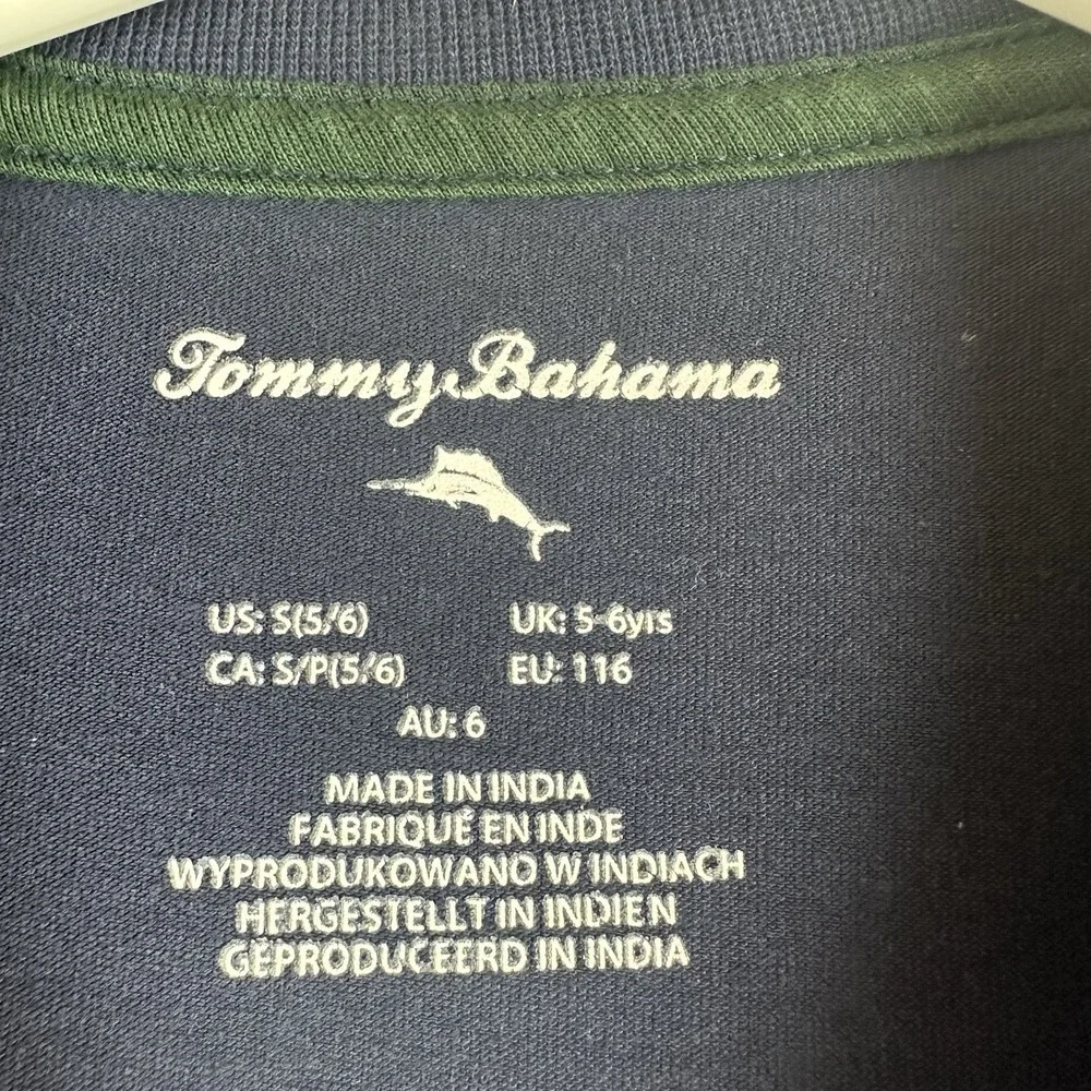 Tommy Bahama T-Shirt Boy's S (5/6) Blue Graphic Mountains Trees Snow Outdoors - Picture 2 of 4